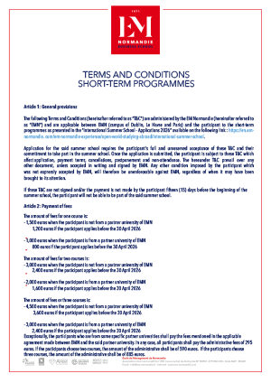 Summer School 2026 - Terms and Conditions